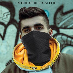 Black Checker Pattern Scarf/Neck Gaiter, Uni-Sex